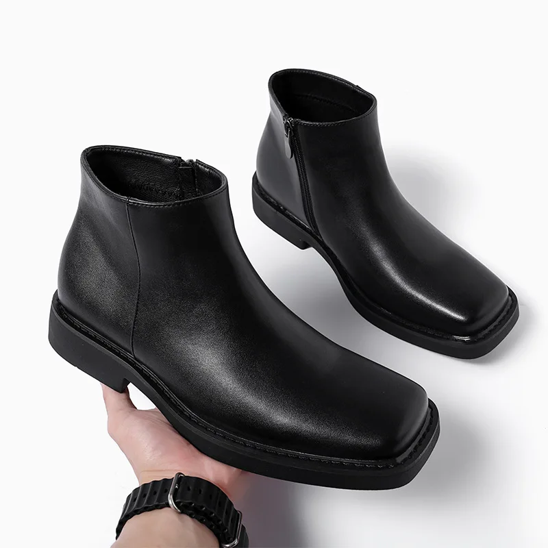 Men Fashion Vintage - Siyah Yeni Moda Erkek Rahat deri