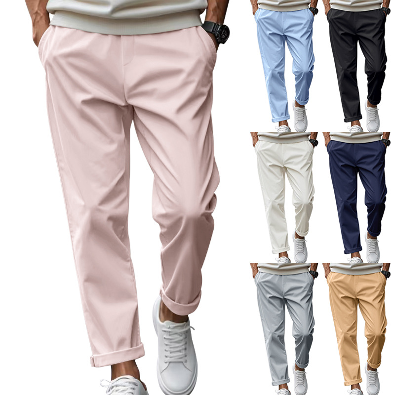 Chino Pants Men - Erkekler İçin Elastik Belli, Manşetli Chino