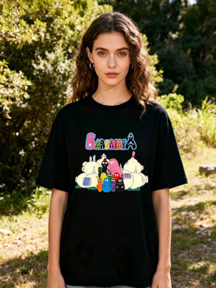 Mens Fashion In The 90S - Barbapapa T-shirt Erkek ve Kadın Pamuklu