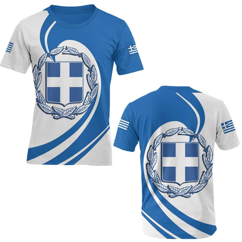 Men'S Fashion Greece - Yunanistan Bayrağı Haritası 3d Baskılı T