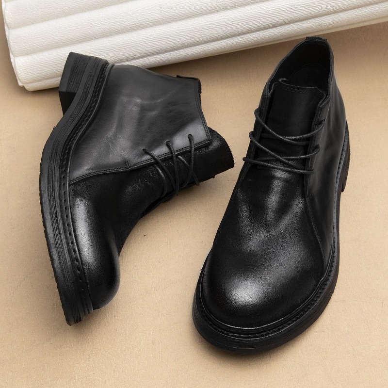 Men Fashion Vintage - Vintage Erkek Hakiki Deri Çizmeler Lüks