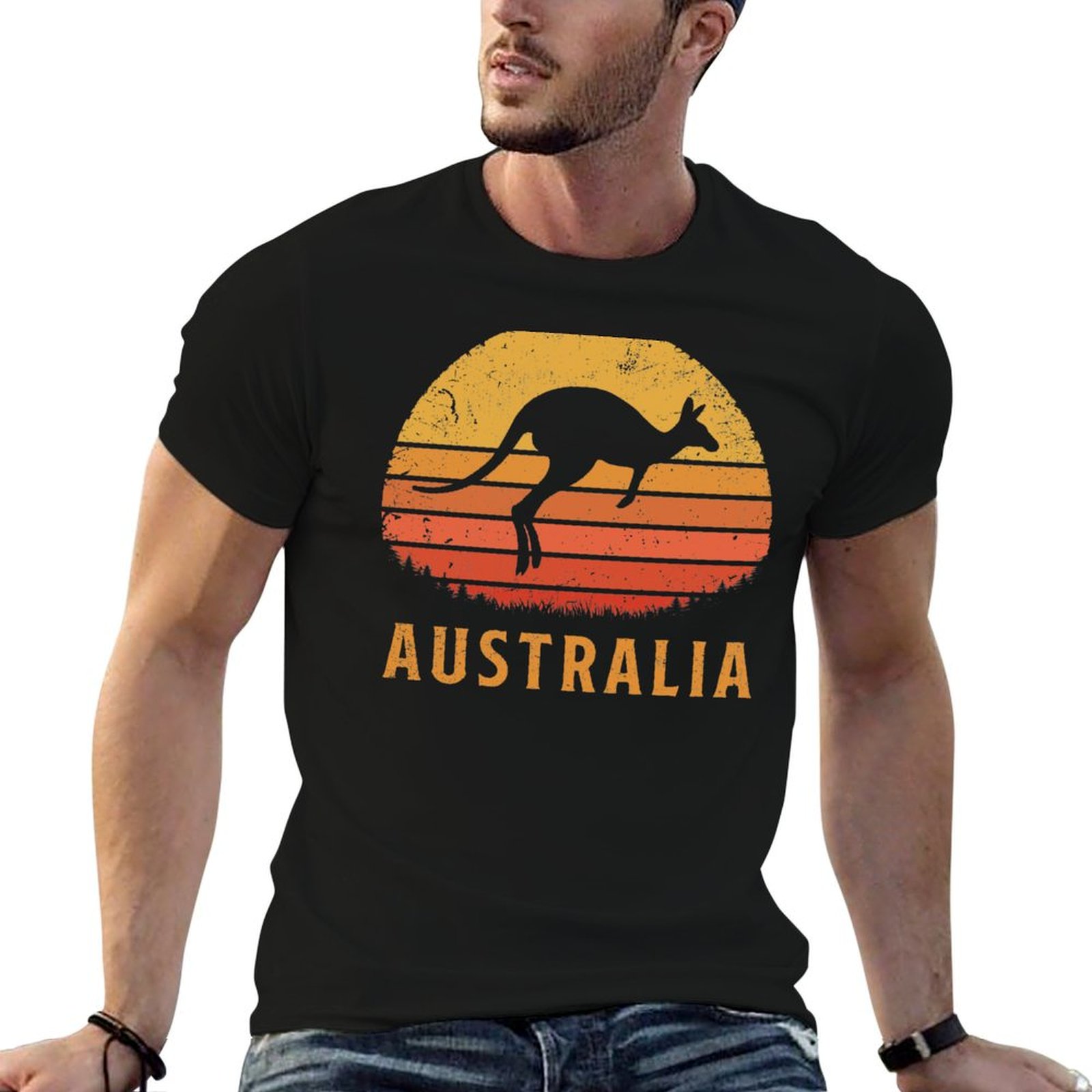Mens Fashion Australia - Avustralya Retro Kanguru Tişört Moda Harfli