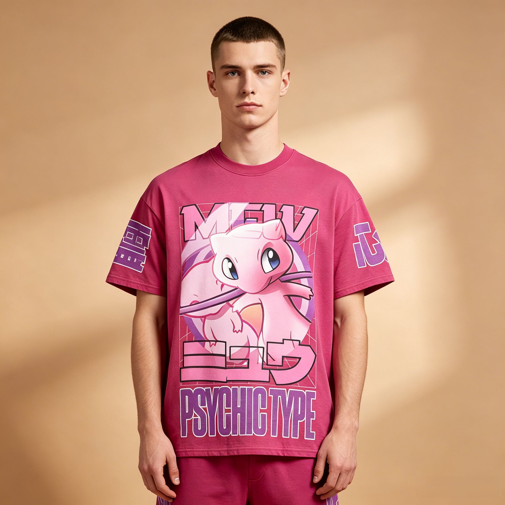Poster Men Fashion - Erkek Vintage Anime Tişörtü, Pokemon Mew