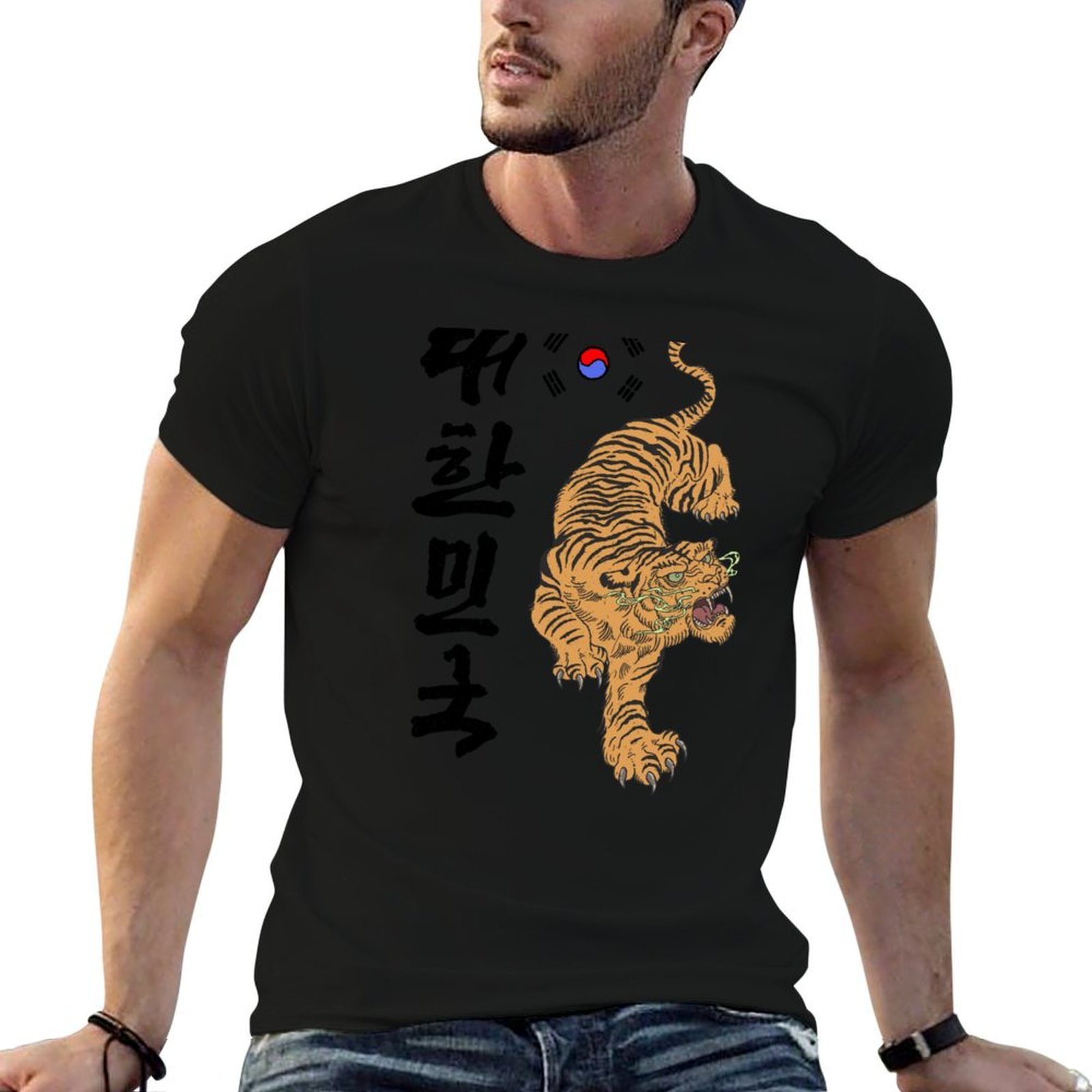 Men'S Fashion Korea - Klasik Kore Kaplanı - Renkli Baskı