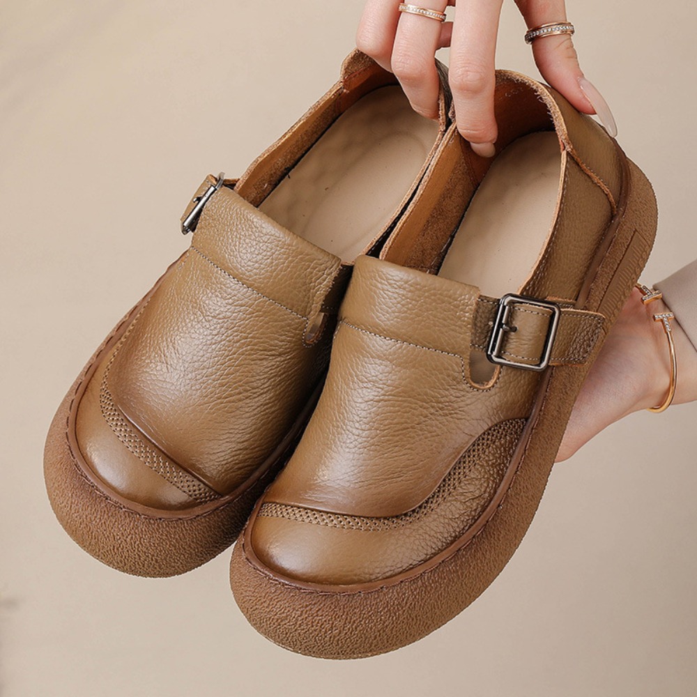 Leather Belt Braided - Kadınlar İçin Günlük Tek Ayakkabılar İlkbahar