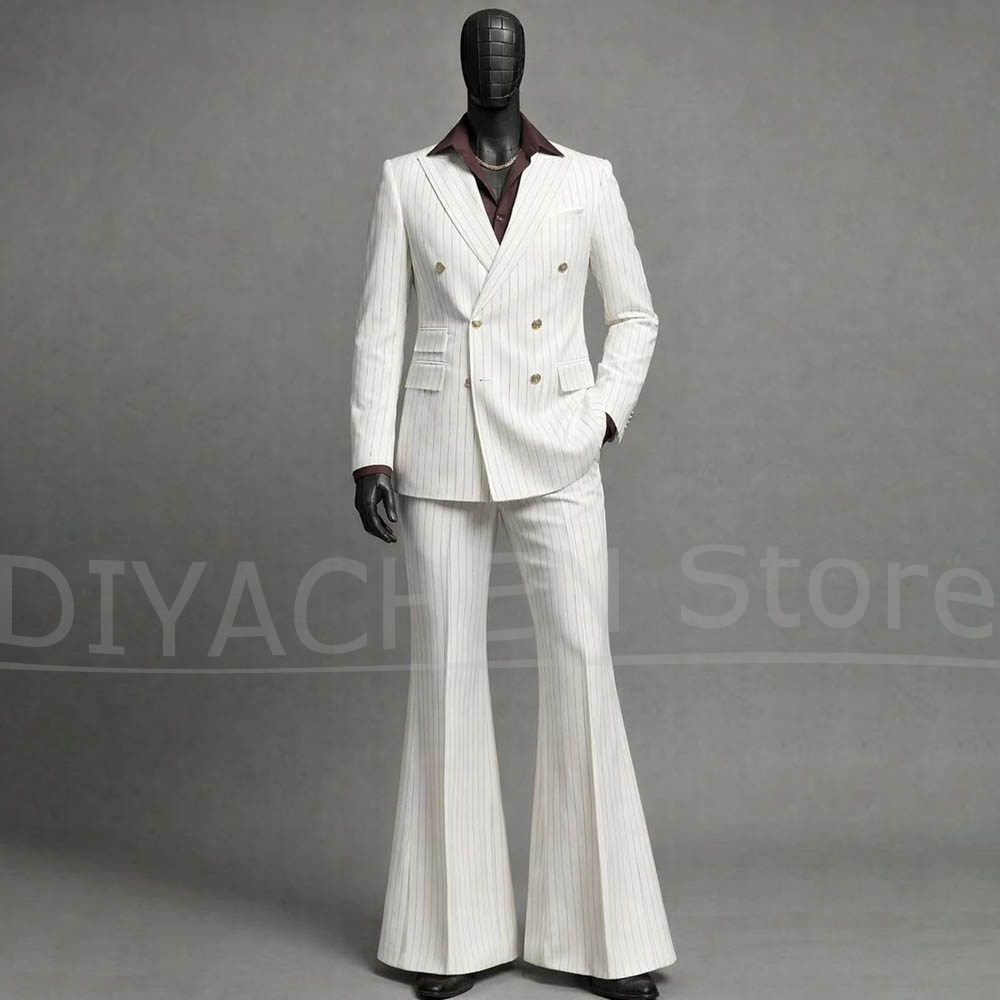 Men'S Fashion Outfits 2026 - Erkekler Çizgili Kruvaze Takım Elbise 2