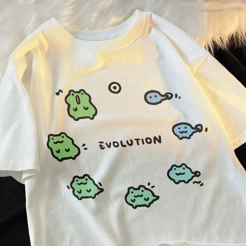 Men'S Fashion Evolution - 2026 Yeni Kurbağa Evrimi Baskılı Kadın