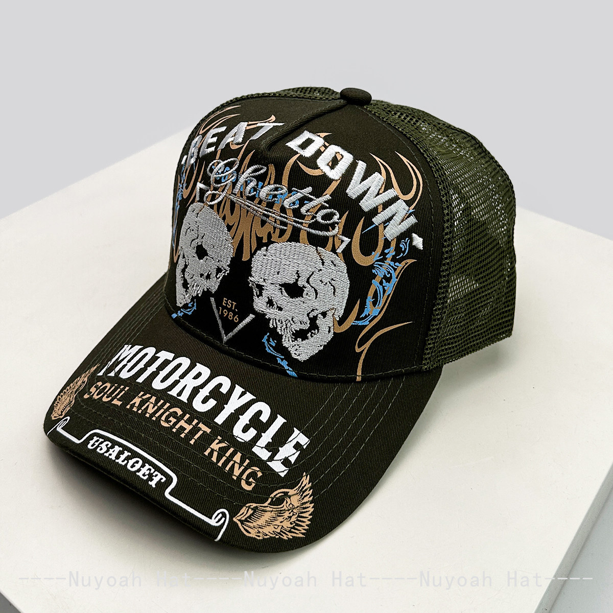 Kafatası Alev İşlemeli Sert Üs - Trucker Hat Cap incelemesi ve fiyatı