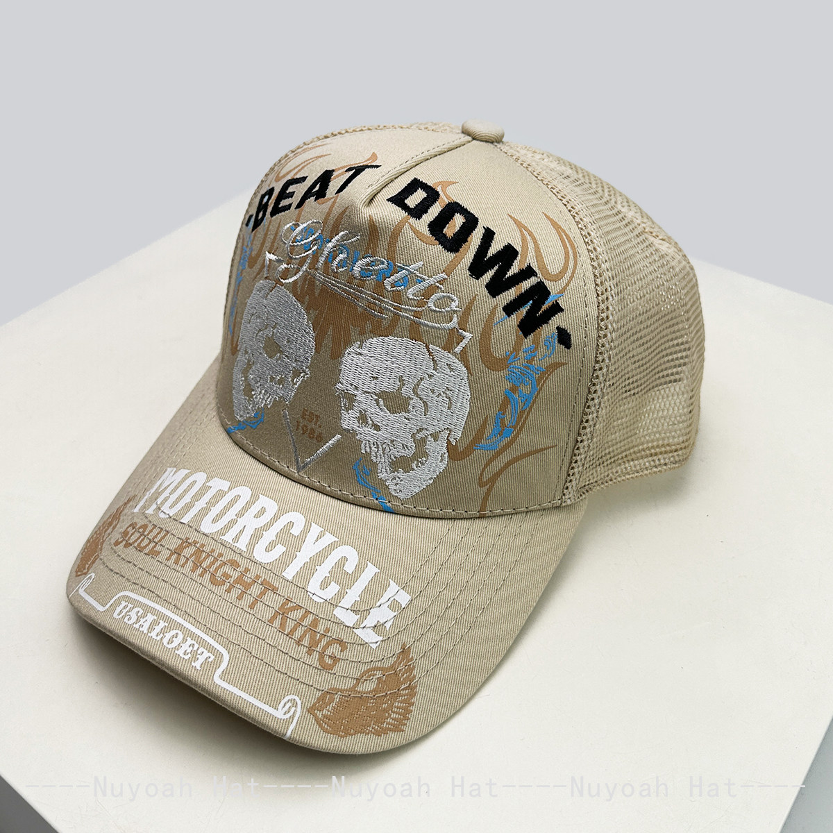 Kafatası Alev İşlemeli Sert Üs - Trucker Hat Cap incelemesi ve fiyatı